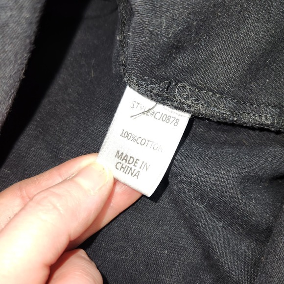 Western Black Button Up Long Sleeve RawHem Rhinestone Fringe Nashville Cezele S - Picture 7 of 9